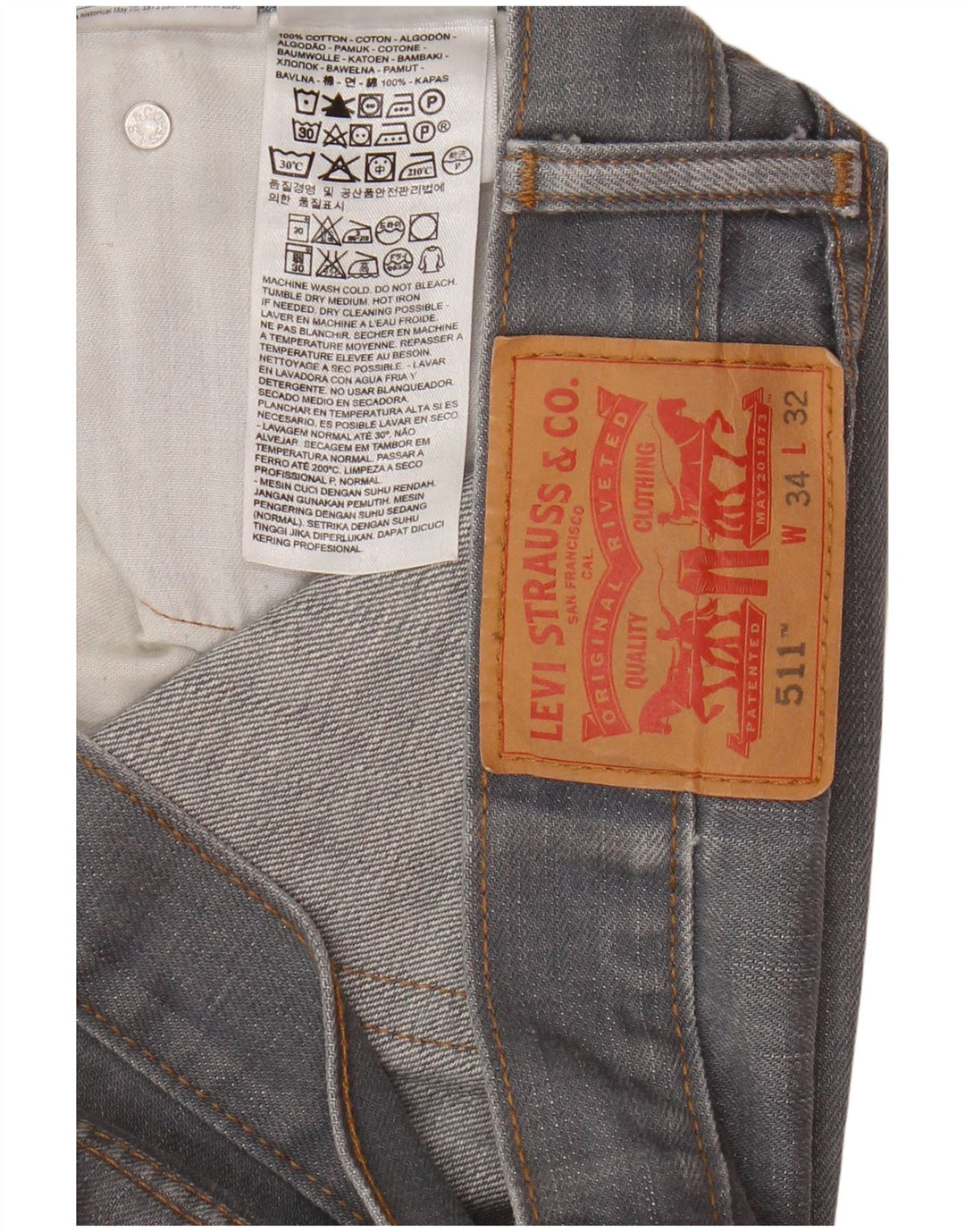 Blugi Levi's 511 Slim pentru bărbați W34 L32 bumbac gri