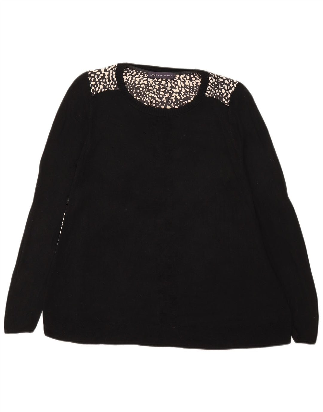Marks & Spencer Top pentru femei cu mânecă lungă UK 12 Medium Black Animal Print