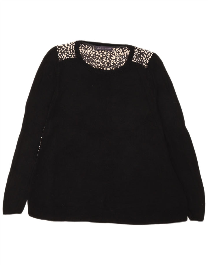 Marks & Spencer Top pentru femei cu mânecă lungă UK 12 Medium Black Animal Print
