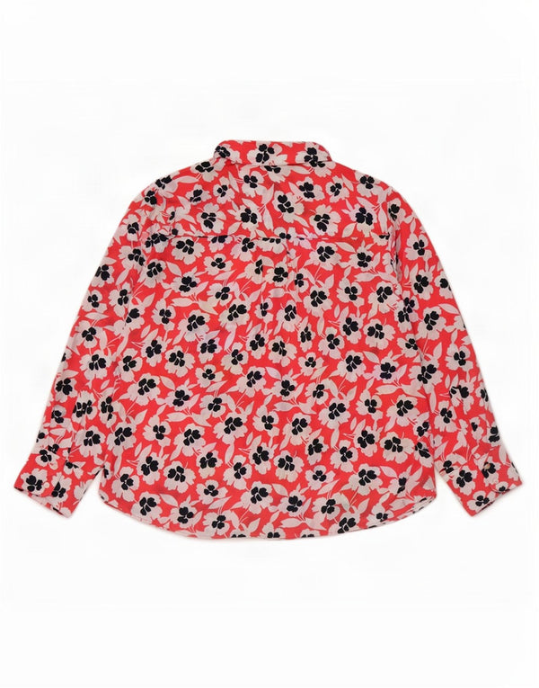 Marks & Spencer Womens Oversized Shirt Blouse UK 18 XL Red Floral Polyester