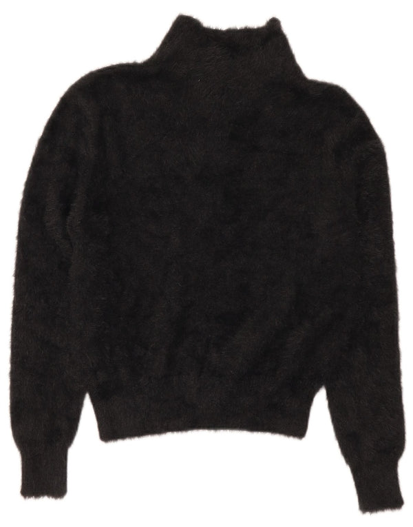 Pulover cu gât polo scurt Zara pentru femei UK 10 Nylon negru mic