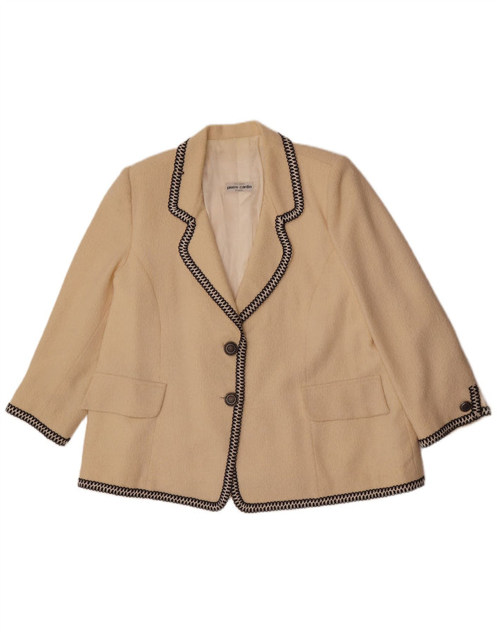 Jachetă blazer pentru femei Pierre Cardin cu 2 nasturi UK 14 mare bej