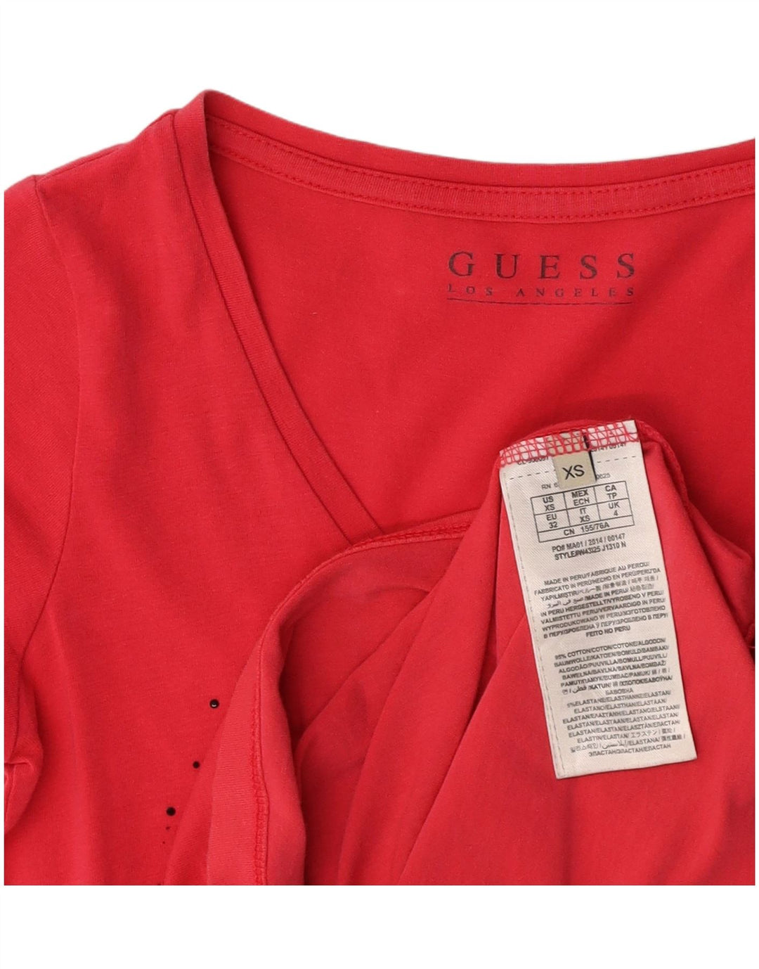 GUESS Tricou cu grafic pentru femei Top UK 4 XS Pink Bumbac
