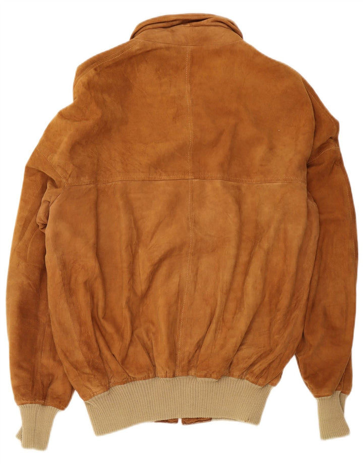 Bomber vintage pentru bărbați din piele intoarsa UK 40 mare, maro, din piele