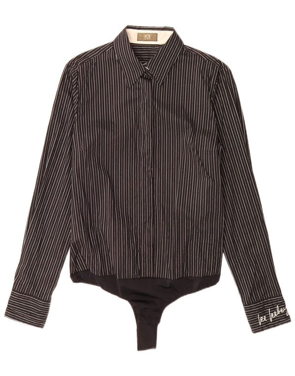 Cămașă cu mânecă lungă pentru femei Iceberg IT 46 Large Black Pinstripe