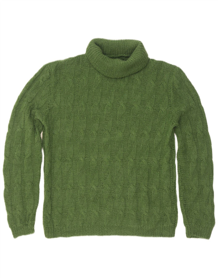 Pulover vintage pentru bărbați cu gât rulat, verde mic