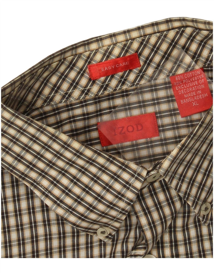 Cămașă Izod pentru bărbați Easy Care XL, bej, bumbac vichy