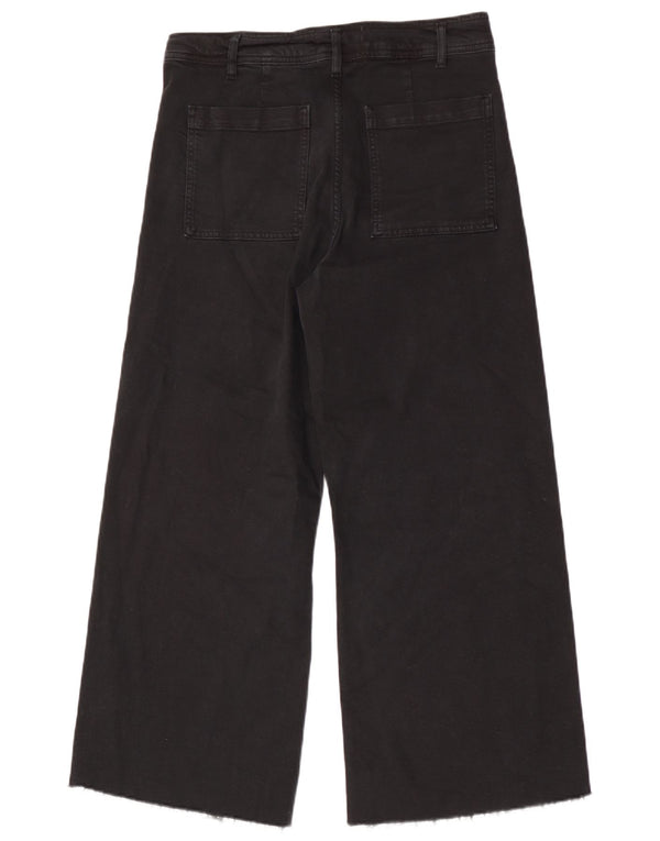ZARA Blugi pentru femei cu talie înaltă cu picioare largi EU 44 XL W34 L28 bumbac negru