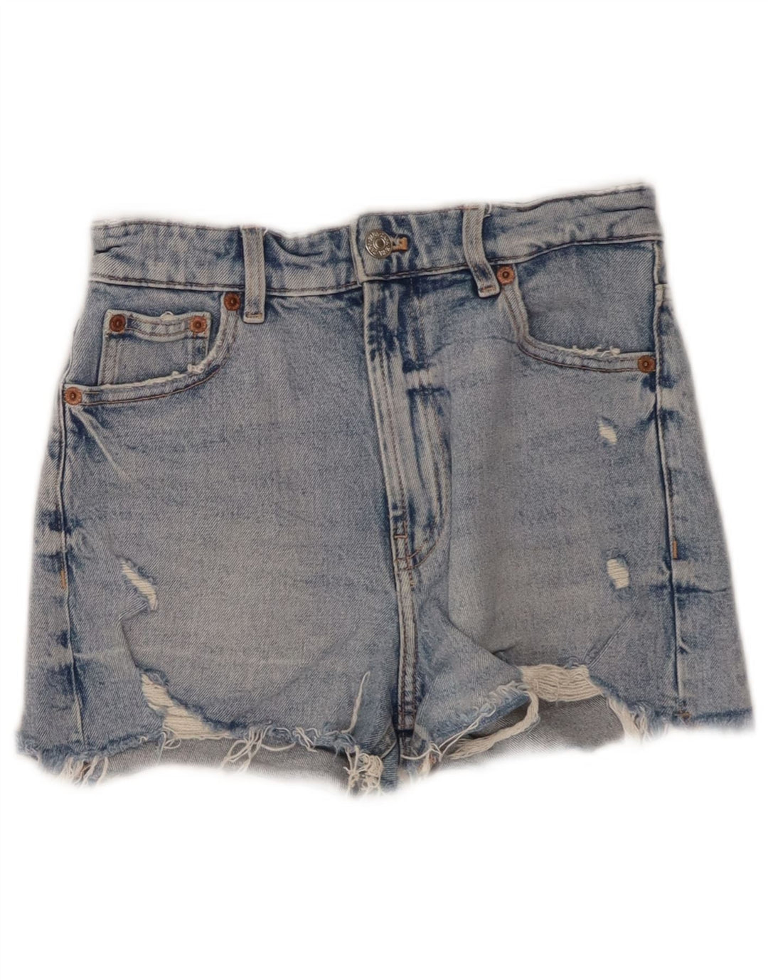ZARA Womens Distressed Denim Shorts EU 34 2XS W24  Blue