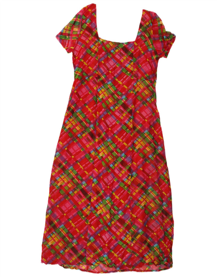Rochie vintage pentru femei în formă de A UK 12 Medium Red Check