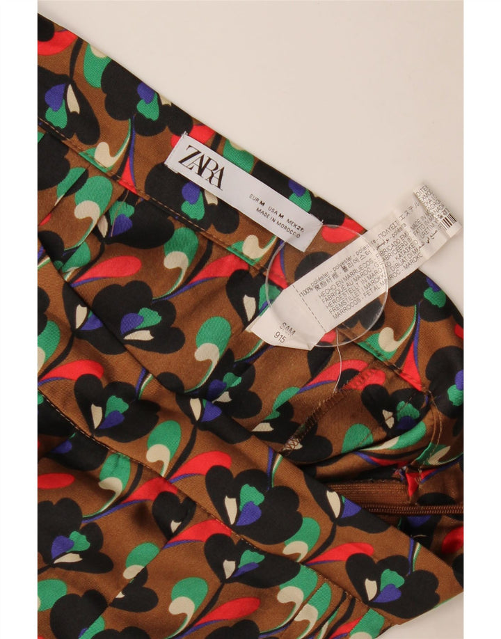 Fusta plisată pentru femei Zara Medium W28 Maro Poliester Floral