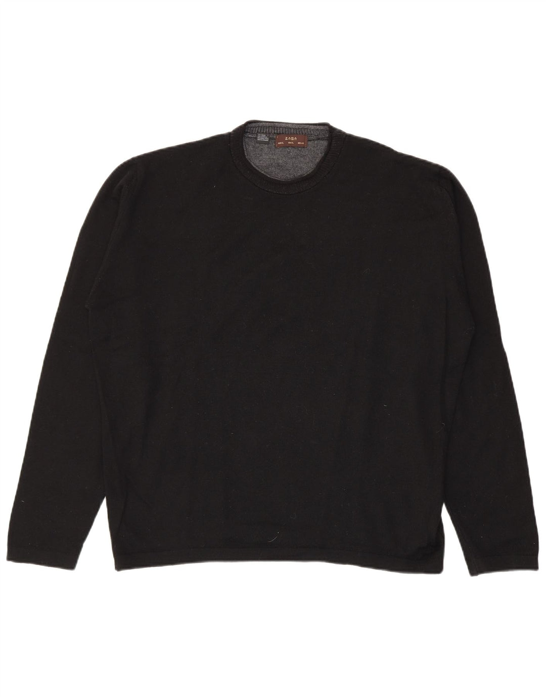 Pulover pentru bărbați Zara, cu gât crew, XL, lână neagră