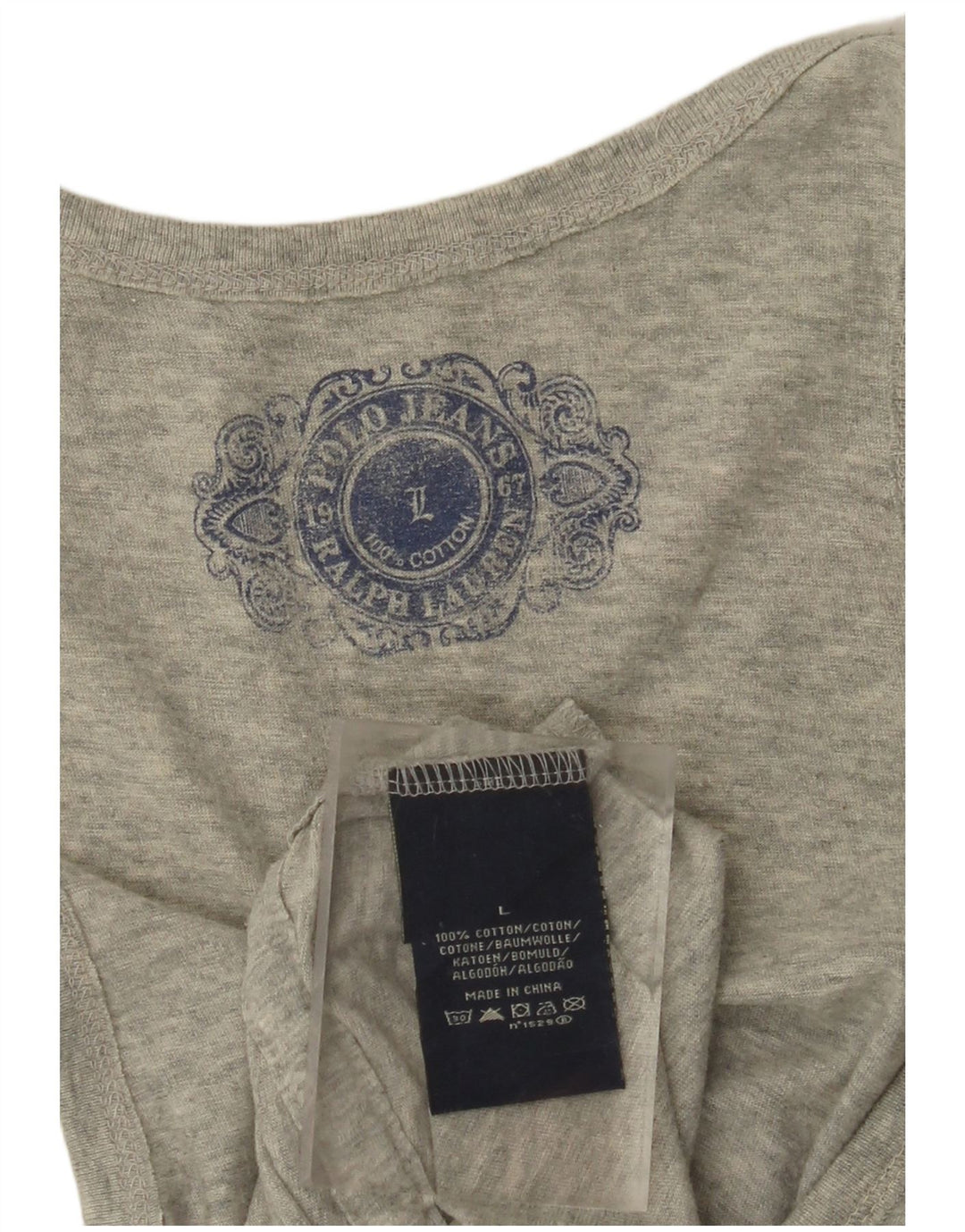 POLO RALPH LAUREN Top cu vestă grafică pentru femei UK 14, mare, gri bumbac