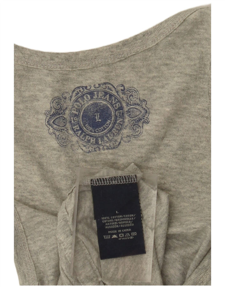 POLO RALPH LAUREN Top cu vestă grafică pentru femei UK 14, mare, gri bumbac