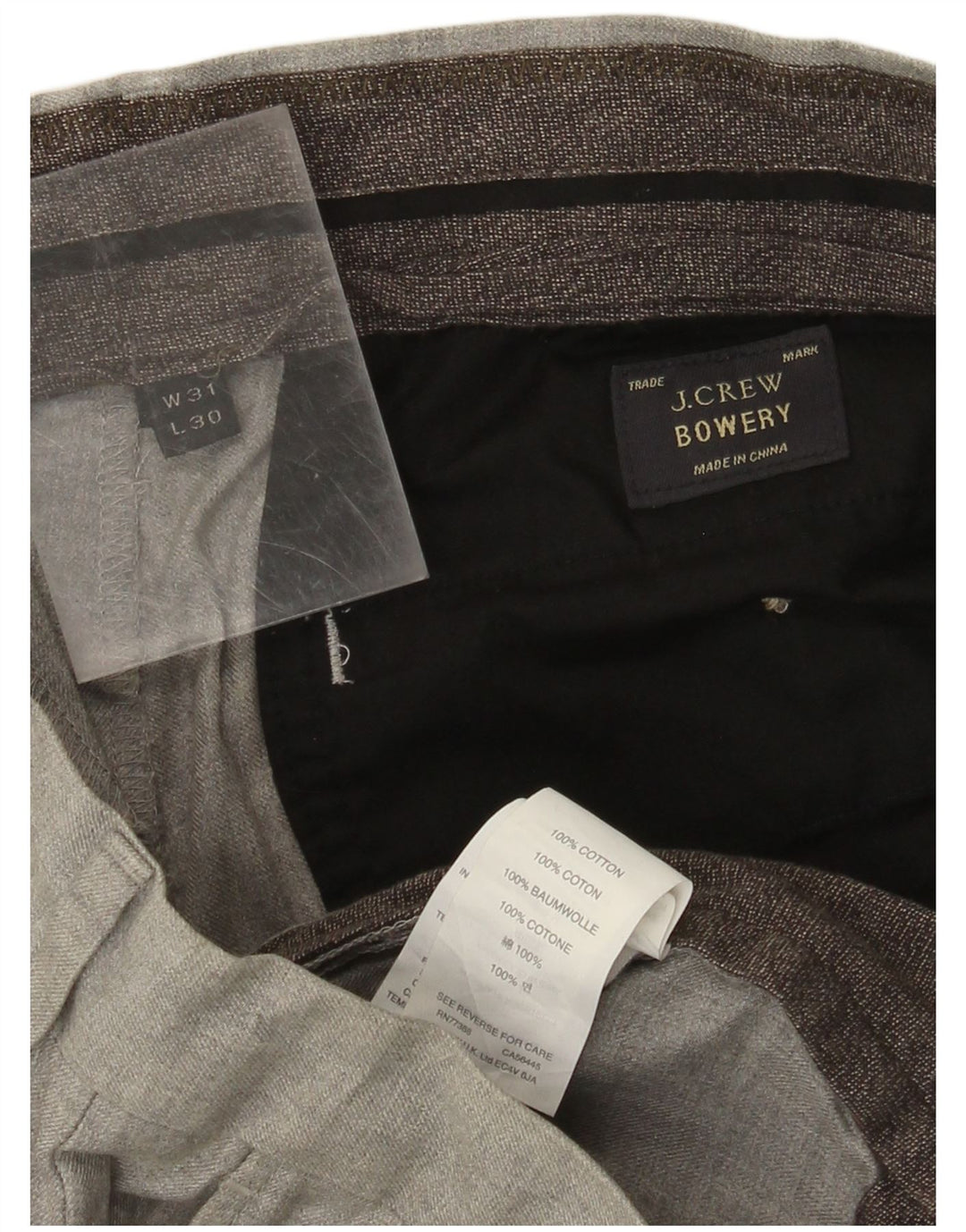 Pantaloni chino drepti BOWERY pentru bărbați J. CREW L31 L30 bumbac gri