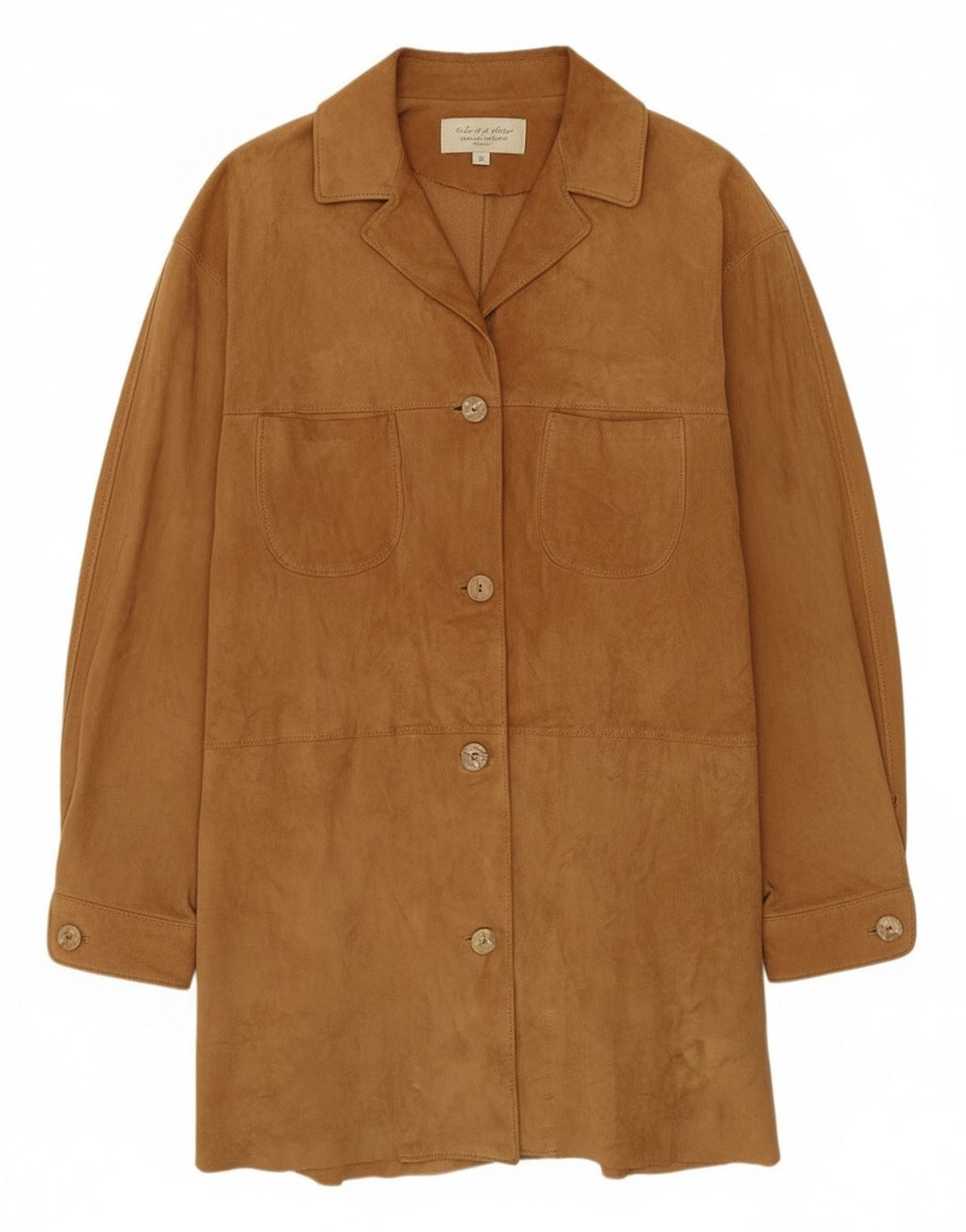 Pardesiu vintage de piele intoarsa pentru femei IT 42 Medium Beige Piele