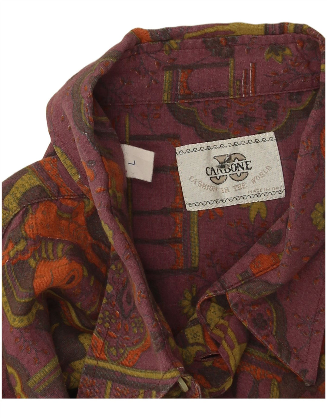 Cămașă vintage pentru bărbați cu model abstract, viscoză mov mare