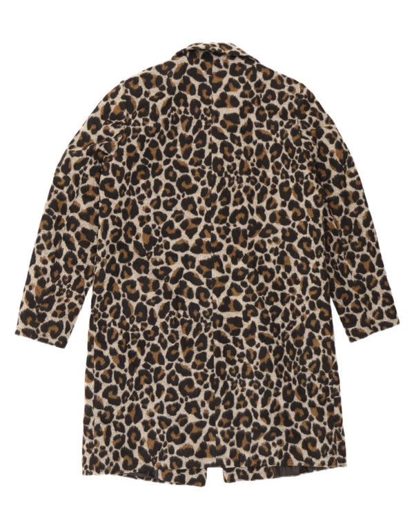 Topshop pardesiu supradimensionat pentru femei UK 10 mic maro din poliester cu imprimeu animal
