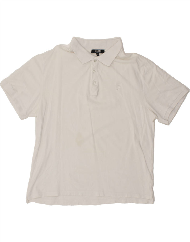 TRUSSARDI Mens Polo Shirt 2XL White Vintage Trussardi and Second-Hand Trussardi from Messina Hembry 