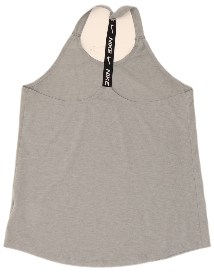 Top cu vestă grafică Nike Dri Fit pentru femei UK 14, mare, gri, poliester