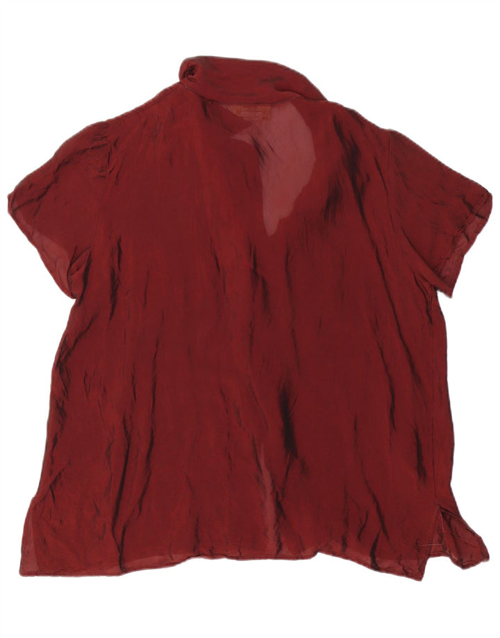 ATOS LOMBARDINI Womens Short Sleeve Shirt Blouse UK 18 XL Maroon Vintage Atos Lombardini and Second-Hand Atos Lombardini from Messina Hembry 