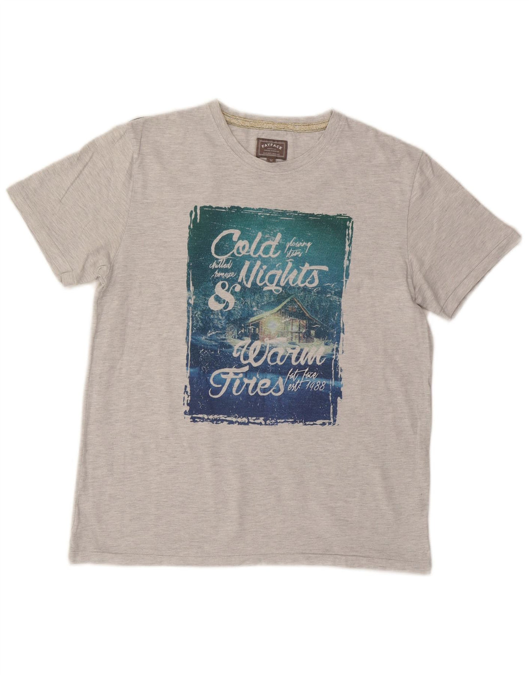 Tricou grafic pentru bărbați Fat Face Top, bumbac gri mediu