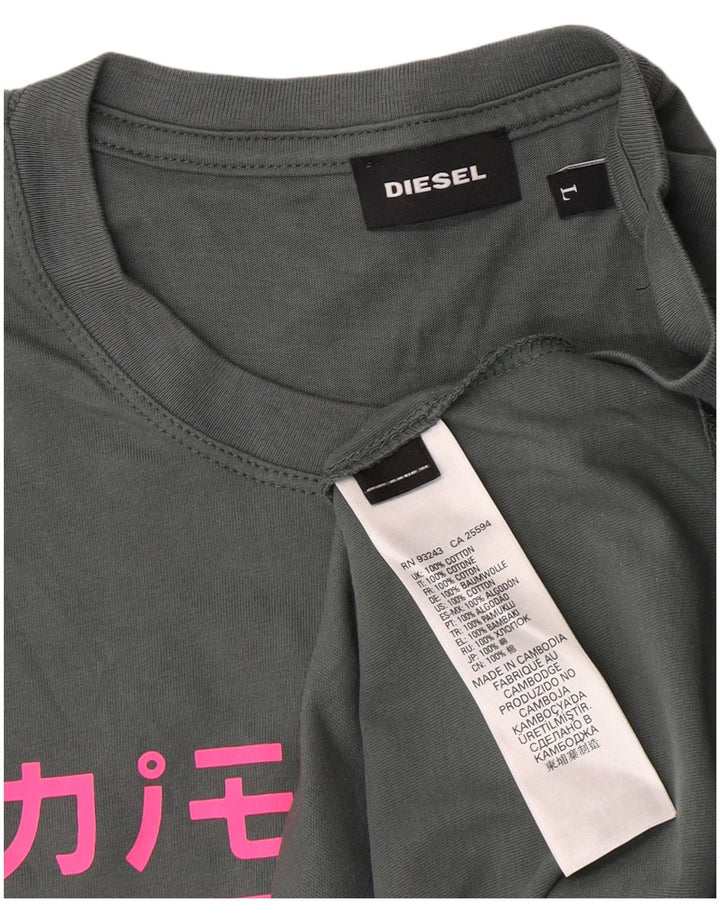 Tricou cu grafic Diesel pentru femei Top mare din bumbac verde