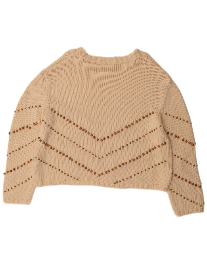 Pulover supradimensionat pentru femei Zara, cu gât de barcă, UK 14 Medium Bej, cu dungi