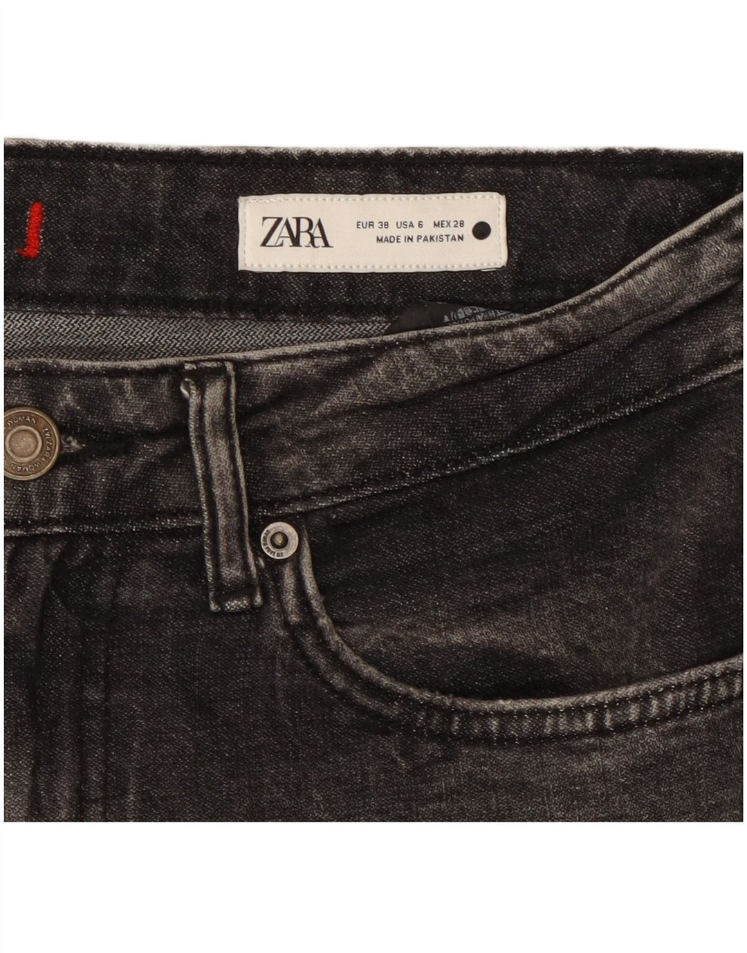 Blugi Drepți Femei ZARA EU 38 Mici W28 L26 Negri