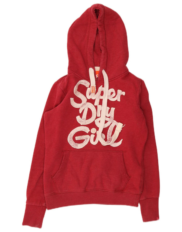 Pulover cu glugă Superdry pentru femei UK 10 Bumbac roșu mic