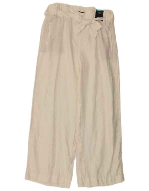 Marks & Spencer Pantaloni chino pentru femei cu picioare largi UK 14 Large W34 L30 Alb