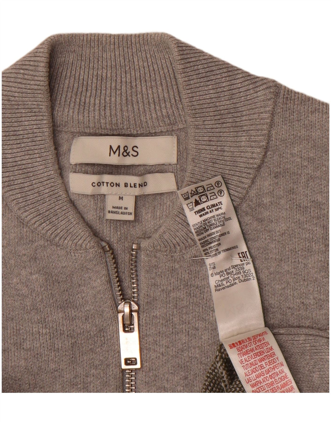 Pulover pentru bărbați Marks & Spencer, cu gât crew, poliester cu dungi gri mediu