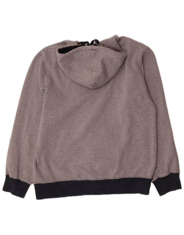 Mustang Mens Graphic Zip Hoodie Sweater Large Grey Colourblock Cotton