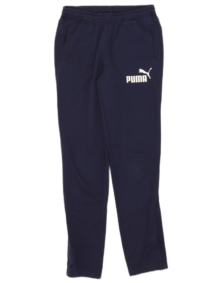 Pantaloni de trening Puma pentru băieți cu grafică 11-12 ani, poliester bleumarin