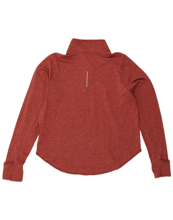 Top de trening Nike Dri Fit Zip Neck Pullover pentru femei UK 16 Large Red Flecked