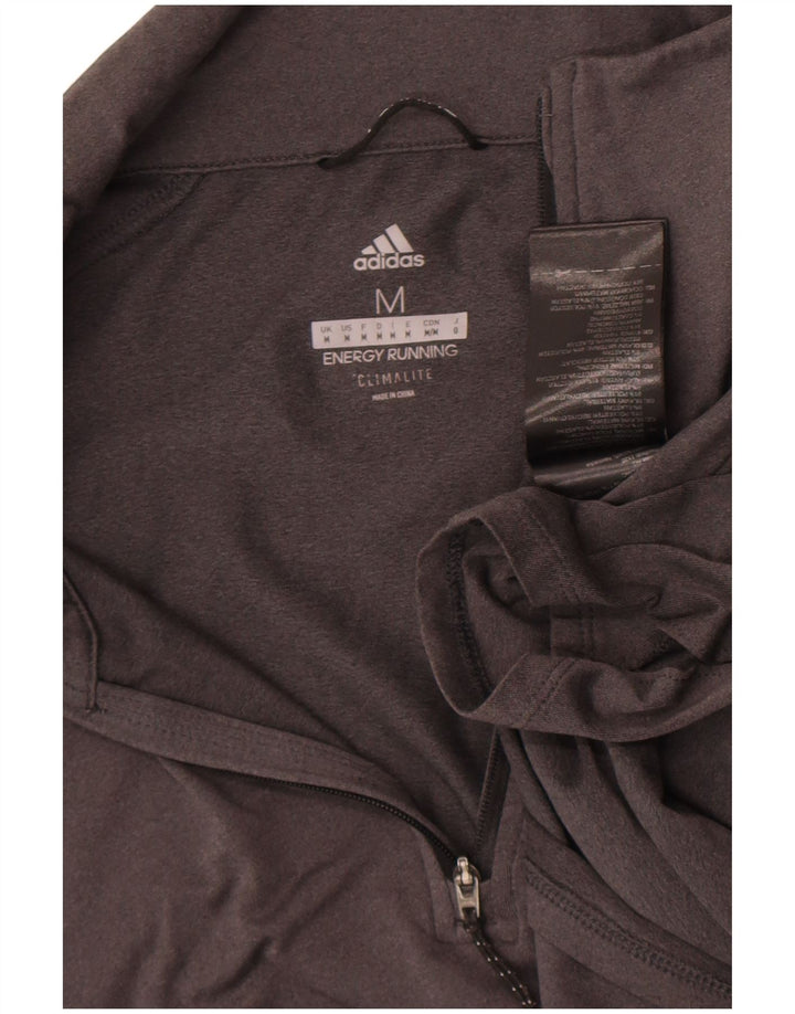 Adidas Climalite Mens Zip Neck Pullover Trening Top Top Medium Gri Poliester