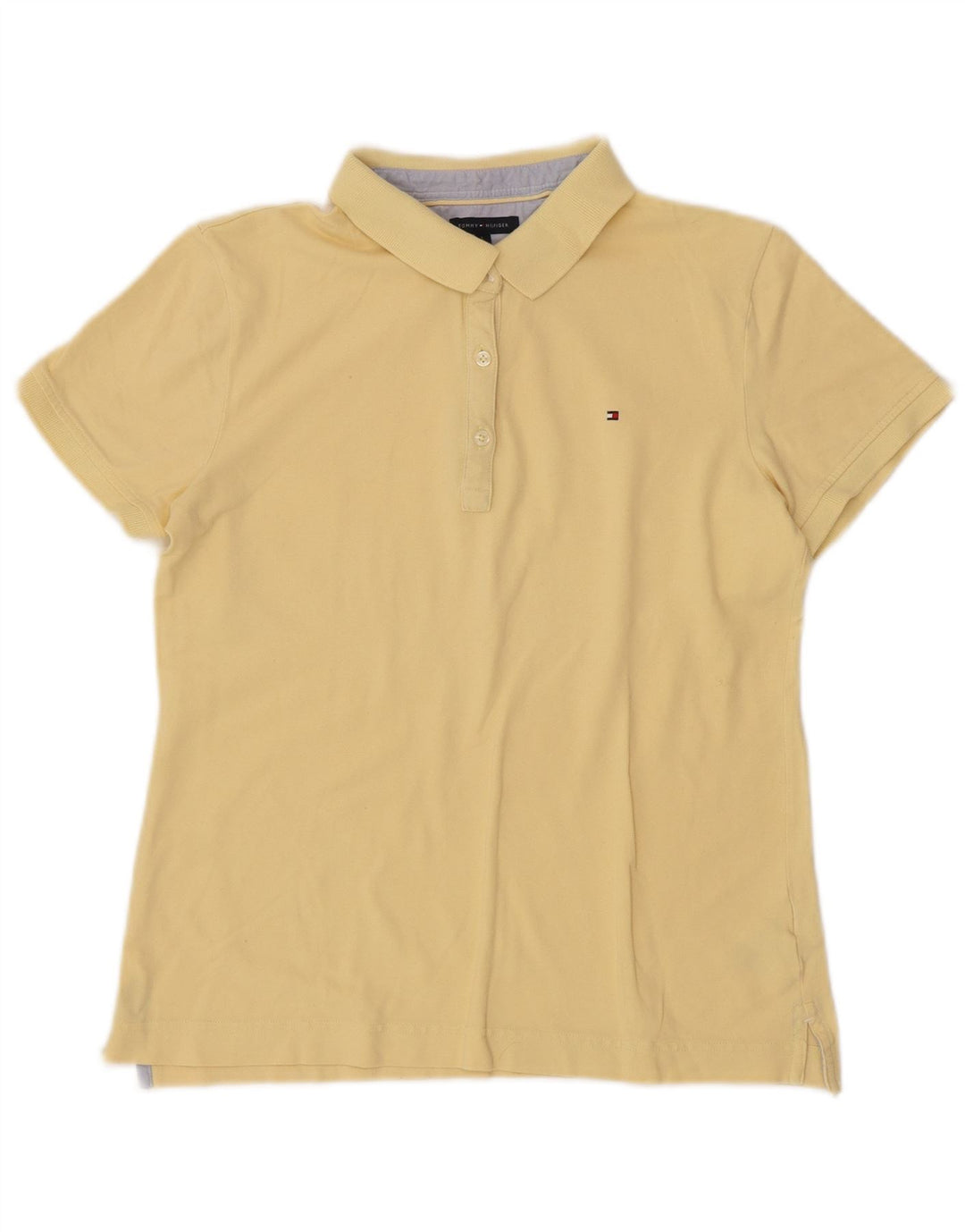 TOMMY HILFIGER Tricou polo pentru femei UK 14 mare, galben din bumbac