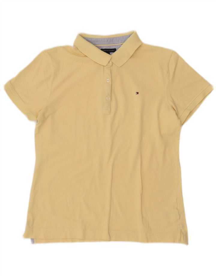 TOMMY HILFIGER Tricou polo pentru femei UK 14 mare, galben din bumbac