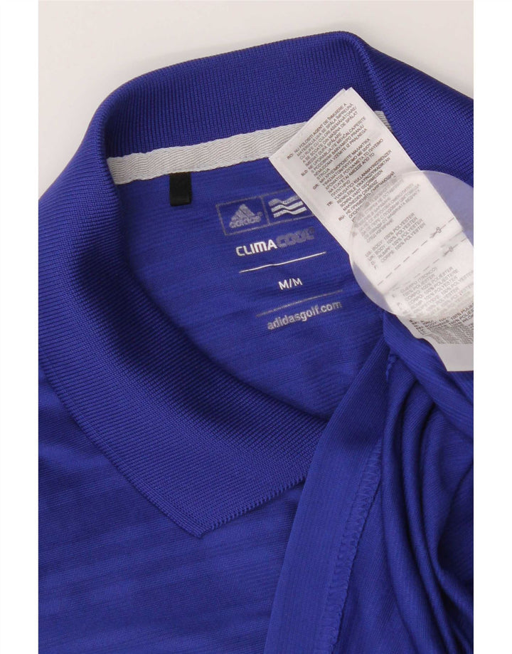 Tricou polo Adidas Climacool pentru bărbați, poliester cu dungi albastre medii