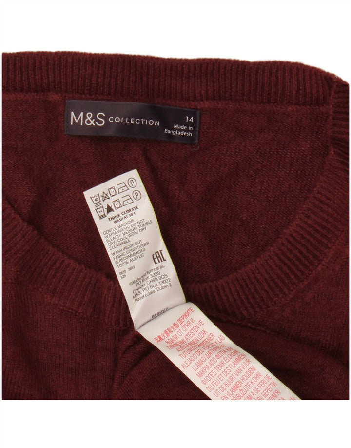 MARKS & SPENCER Pulover pentru femei cu decolteu rotund Marea Britanie 14 mare maro acrilic