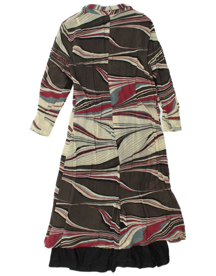 Rochie cămașă vintage pentru femei, cu model abstract, UK 12 Medium Multicolor