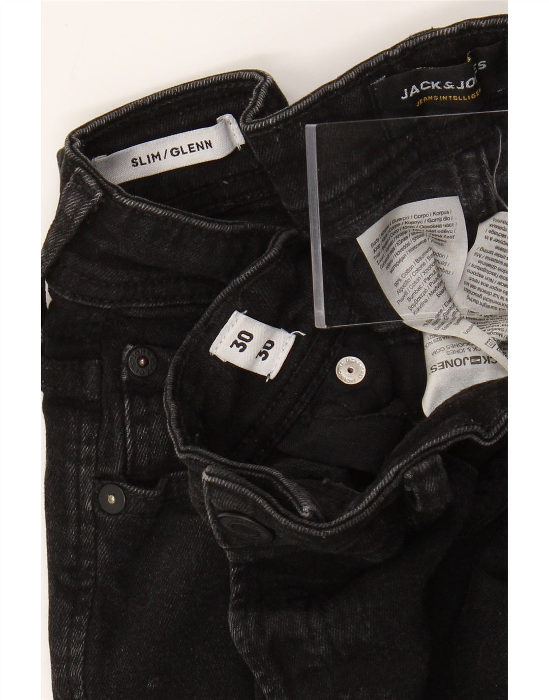 Blugi Jack & Jones GLENN Slim pentru bărbați W30 L30 bumbac negru