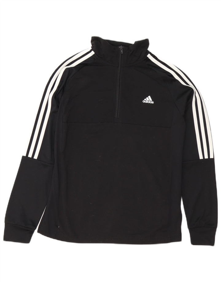 Adidas Boys Aeroready Zip Neck Pullover Trening Top 13-14 Ani Negru