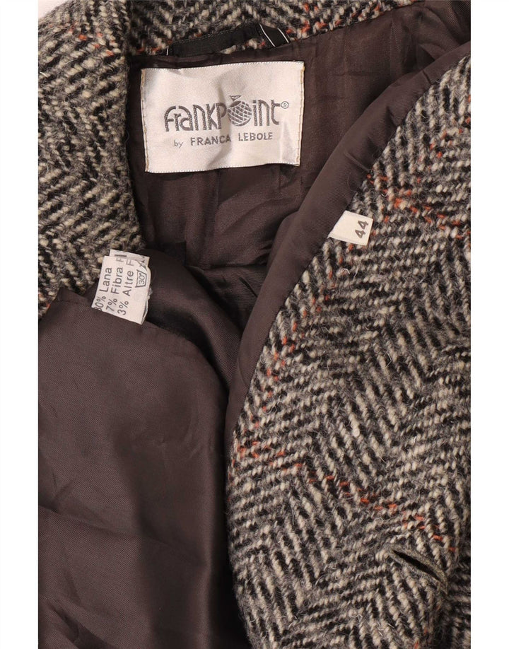 Palton Lebole pentru femei, cu croiala dublu, cu pieptul dublu, IT 44 Medium Gri Houndstooth