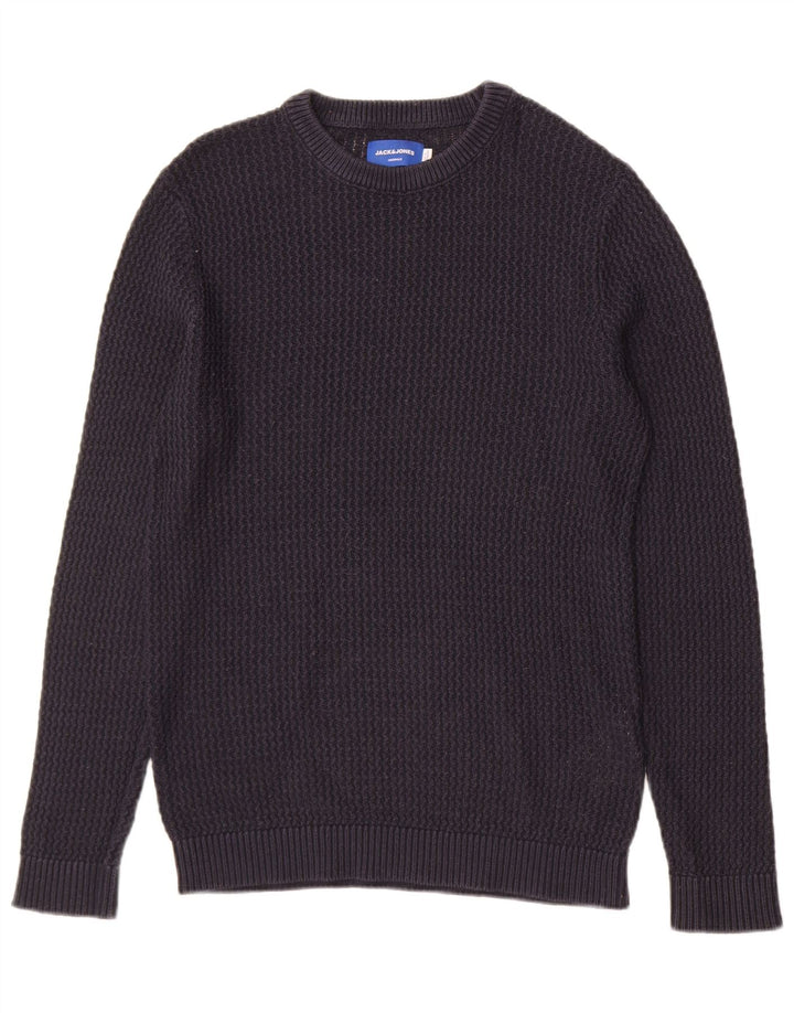 Pulover Jack & Jones pentru bărbați cu decolteu rotund, acrilic, albastru bleumarin mediu