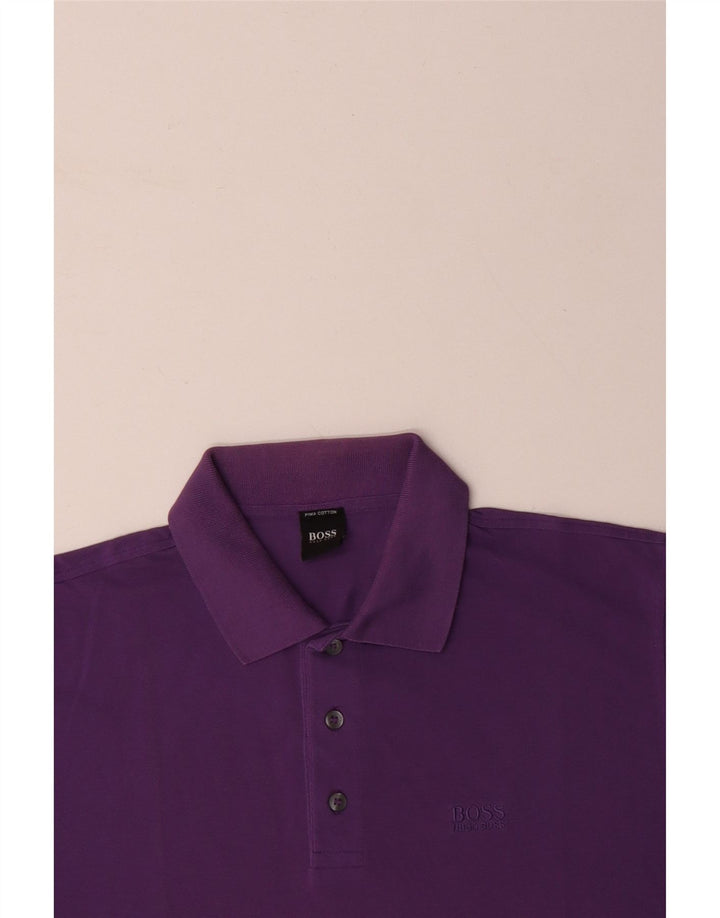 Tricou polo HUGO BOSS pentru bărbați din bumbac violet mediu
