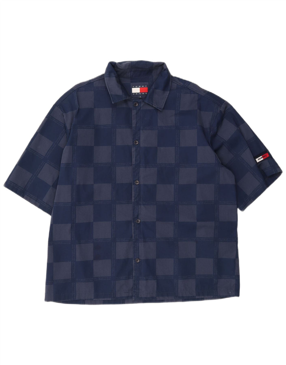 Cămașă cu mânecă scurtă pentru bărbați TOMMY HILFIGER Viscoză geometrică, mare, bleumarin
