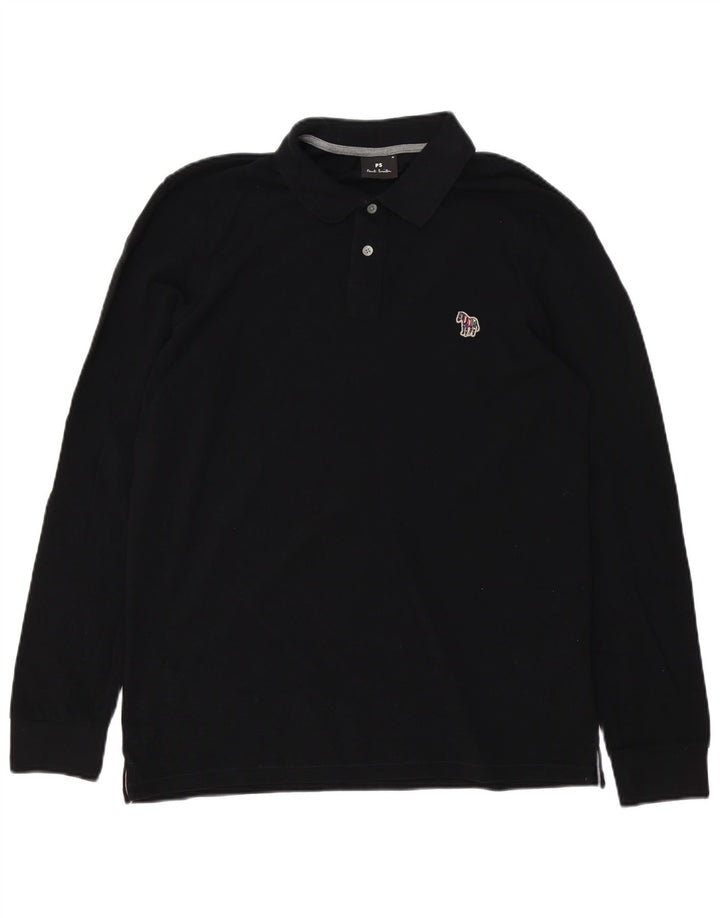 Cămașă polo cu mânecă lungă pentru bărbați Paul Smith, negru mediu