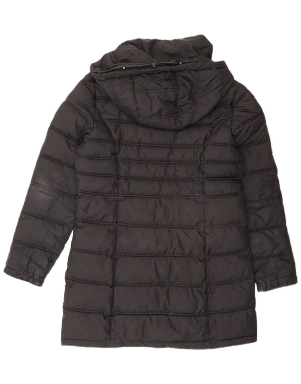 Palton căptușit cu glugă Superdry pentru femei UK 12 Poliester mediu negru
