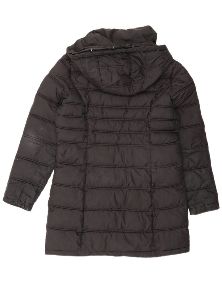 Palton căptușit cu glugă Superdry pentru femei UK 12 Poliester mediu negru